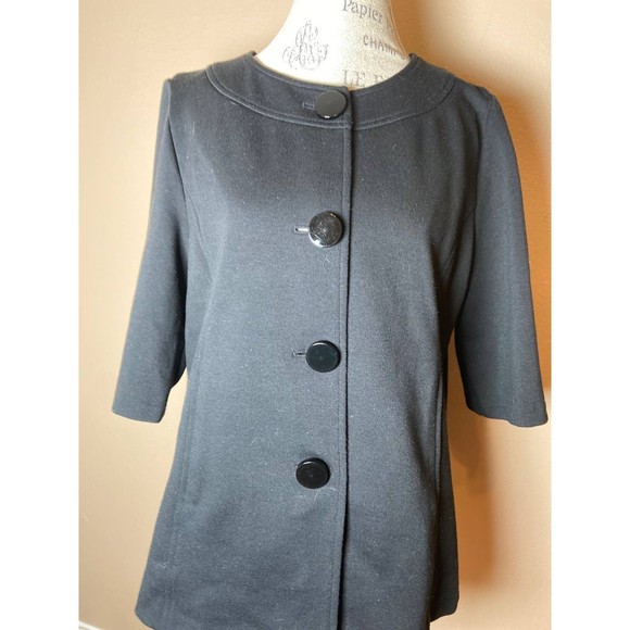 JM Collection Women's Black Button 3/4 sleeve Blazer Jacket Medium - Picture 5 of 5